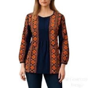 Matilda Jane Women's Navy Orange Floral Top